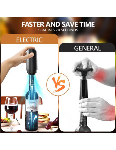 Bomba eléctrica para vino BGFOX KVS-32 con 4 tapones reutilizables 2