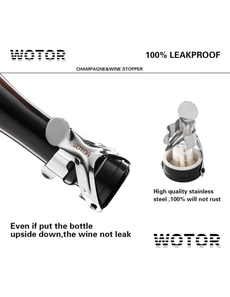 Tapones de Vino y Champagne WOTOR de Acero Inoxidable - 6 Piezas
