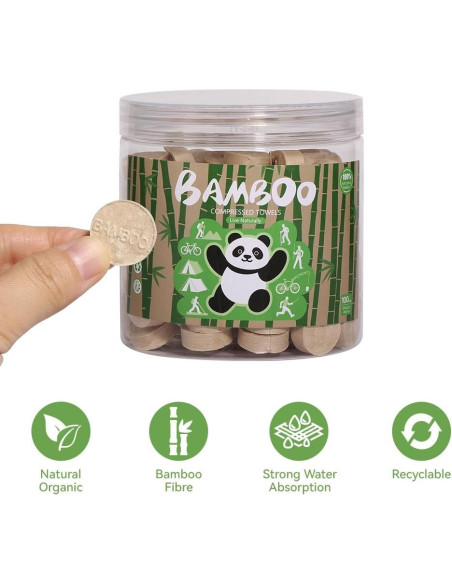 Toallas Comprimidas de Bambú MORGIANA - Paquete de 100 Unidades