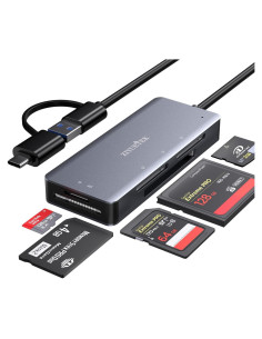 Lector de Tarjetas 5en1 ZIYUETEK USB-C y USB-A Aluminio