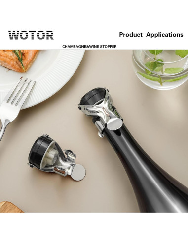 Tapones de Vino y Champagne WOTOR de Acero Inoxidable - 6 Piezas