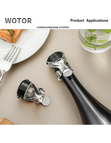 Tapones de Vino y Champagne WOTOR de Acero Inoxidable - 6 Piezas