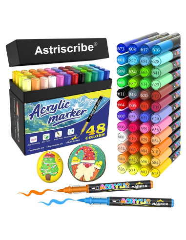 48 Marcadores Acrílicos Astriscribe Punta de Pincel Multicolor