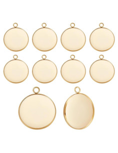 Caja 20 Pcs Bandejas Colgantes Bezel 25mm Beebeecraft Oro 24K