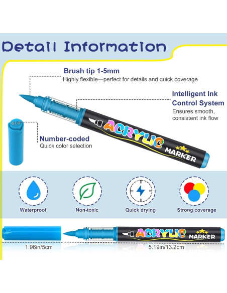 48 Marcadores Acrílicos Astriscribe Punta de Pincel Multicolor