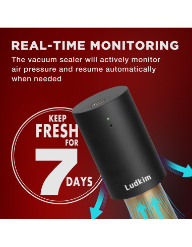 Tapón de Vino Eléctrico Ludkim VS06U Recargable Automático