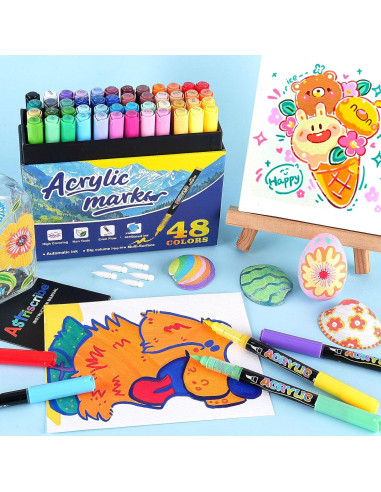 48 Marcadores Acrílicos Astriscribe Punta de Pincel Multicolor