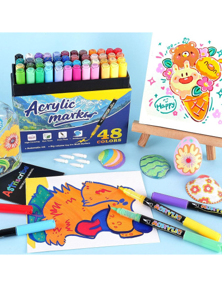 48 Marcadores Acrílicos Astriscribe Punta de Pincel Multicolor