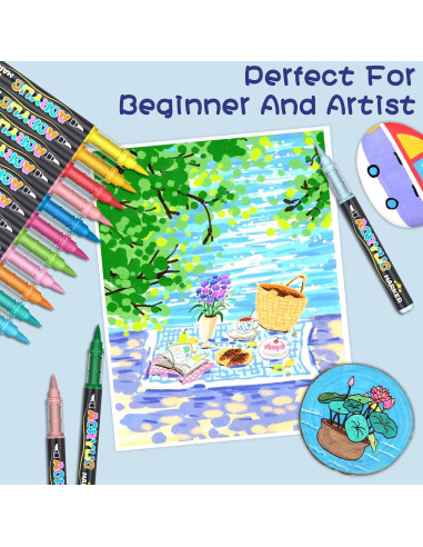 48 Marcadores Acrílicos Astriscribe Punta de Pincel Multicolor