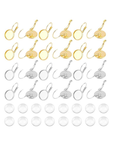 UNICRAFTALE 40 Juegos Pendientes Leverback Acero Inoxidable 12mm