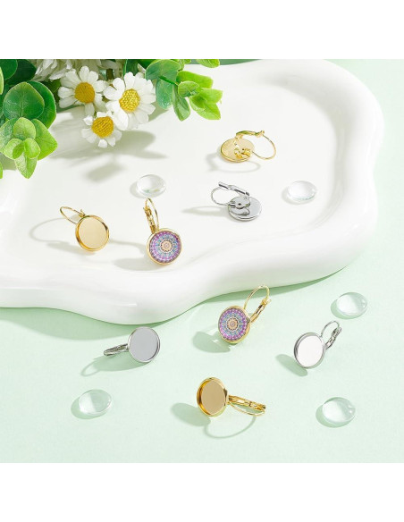 UNICRAFTALE 40 Juegos Pendientes Leverback Acero Inoxidable 12mm