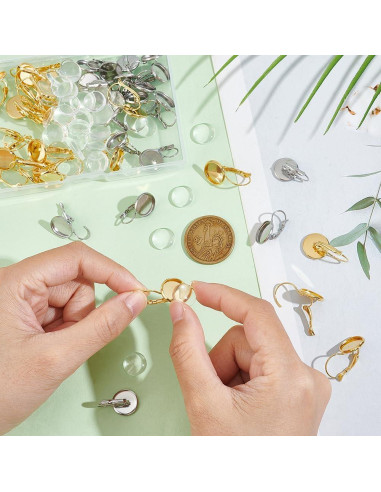 UNICRAFTALE 40 Juegos Pendientes Leverback Acero Inoxidable 12mm