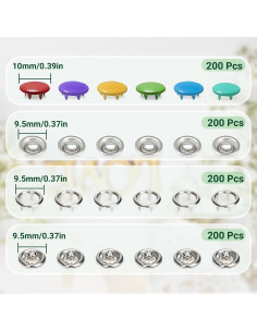 Broches de Metal PIGORY 803 Piezas para Tela 9.5mm DIY 2