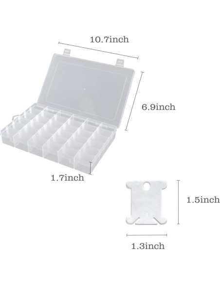 120 Bobinas de Hilo de Plástico con Caja Organizadora Sympabasic