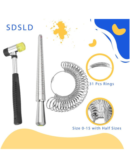 Kit de Medición de Anillos SDSLD con Martillo de Joyería