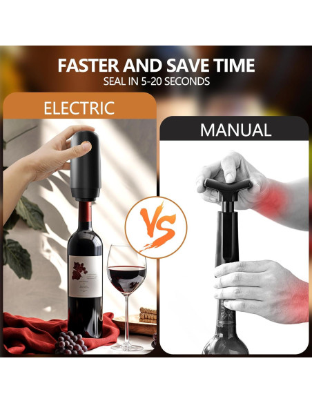 Bomba Eléctrica para Vino BGFOX con 4 Tapones Reutilizables