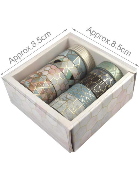 Conjunto Washi Tape 10 Rollos Geométrico Floral Dorado 3m Conjunto Washi Tape 10 Rollos Geométrico Floral Dorado 3m