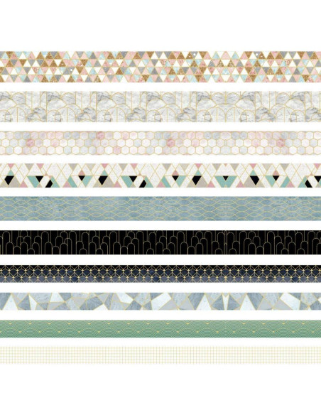 Conjunto Washi Tape 10 Rollos Geométrico Floral Dorado 3m Conjunto Washi Tape 10 Rollos Geométrico Floral Dorado 3m