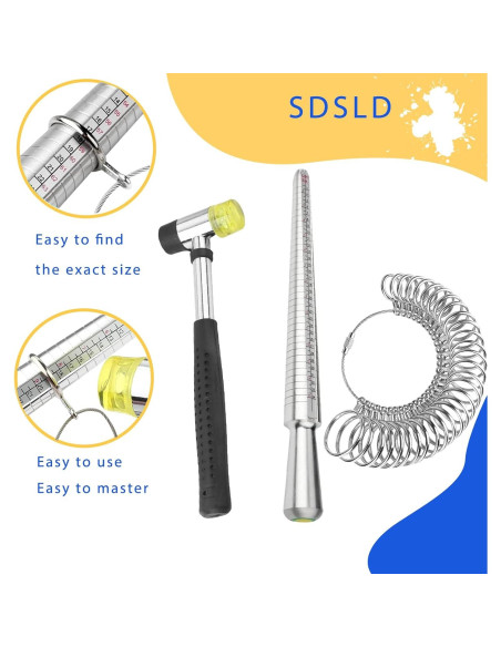 Kit de Medición de Anillos SDSLD con Martillo de Joyería