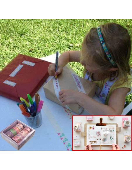 Conjunto Washi Tape 10 Rollos Geométrico Floral Dorado 3m Conjunto Washi Tape 10 Rollos Geométrico Floral Dorado 3m