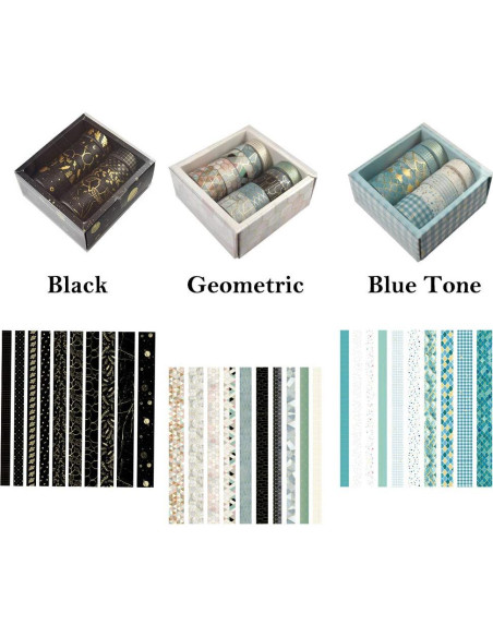 Conjunto Washi Tape 10 Rollos Geométrico Floral Dorado 3m Conjunto Washi Tape 10 Rollos Geométrico Floral Dorado 3m