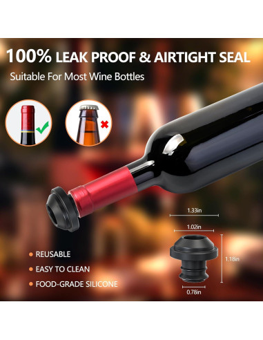 Bomba Eléctrica para Vino BGFOX con 4 Tapones Reutilizables