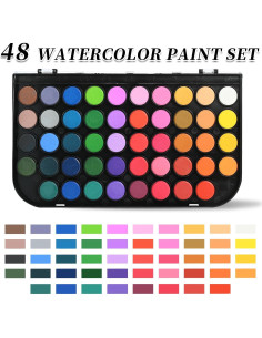 Set de Pintura Acuarela GETHPEN 48 Colores Lavables con Pincel 2