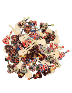 Botones de Madera AKOAK 50 Pcs Guitarra Vintage 35x18mm