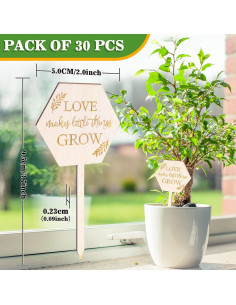 Etiquetas de Jardín AnyDesign 30 Pcs Madera Amor Crece 2