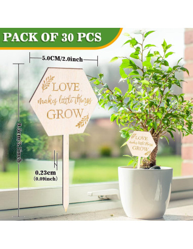 Etiquetas de Jardín AnyDesign 30 Pcs Madera Amor Crece