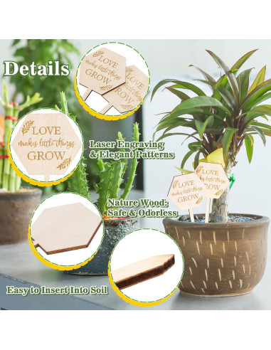 Etiquetas de Jardín AnyDesign 30 Pcs Madera Amor Crece