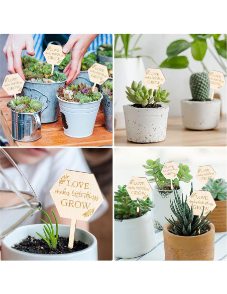 Etiquetas de Jardín AnyDesign 30 Pcs Madera Amor Crece