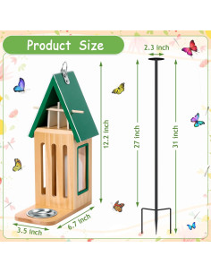 Casa de Mariposas MUDEREK con Comedero y Estaca Ajustable 2