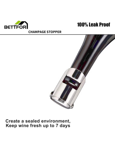Tapones de Champagne BETTFOR de Acero Inoxidable - 2 Paquete
