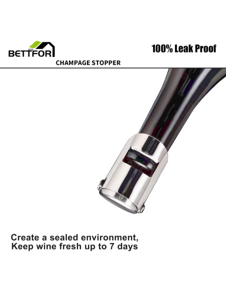 Tapones de Champagne BETTFOR de Acero Inoxidable - 2 Paquete