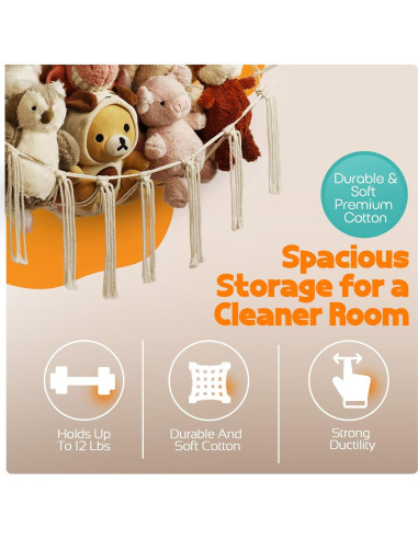 Hamaca de Almacenamiento Grande YONSEN Beige para Peluches