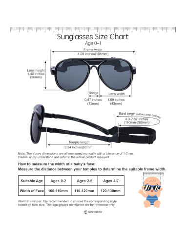 Gafas de sol COCOSAND para bebés polarizadas con correa ajustable
