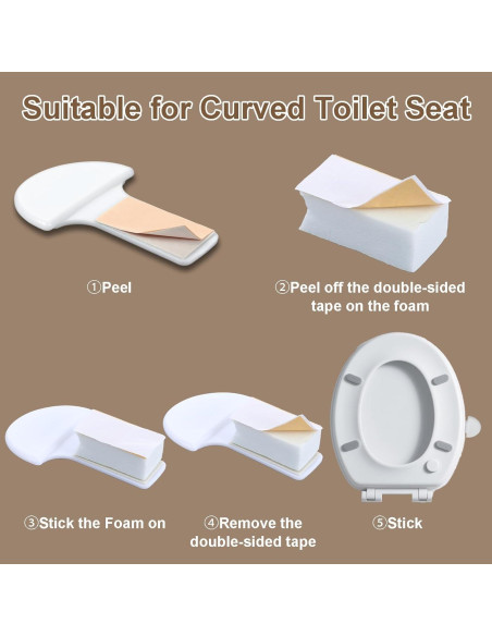 Elevadores de Asiento de Inodoro Autoadhesivos ElevateTech - 6 Pcs