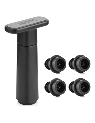 Bomba de Vacío para Vino WOTOR con 4 Tapones Reutilizables