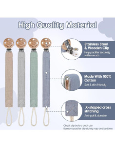 Clip de Chupete TYRY.HU - Paquete de 4 Correas Suaves 2