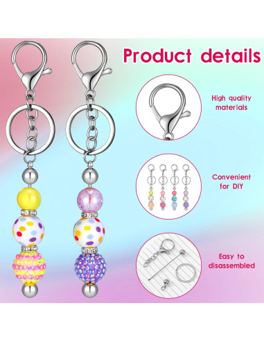 Kit de Llaveros DIY Sasylvia 60 Piezas Plata con Cuentas