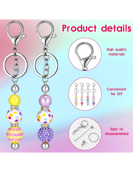 Kit de Llaveros DIY Sasylvia 60 Piezas Plata con Cuentas