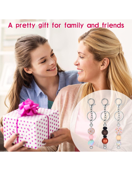 Kit de Llaveros DIY Sasylvia 60 Piezas Plata con Cuentas