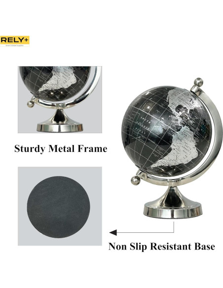 Globo Terráqueo Decorativo Rely+ 5" con Soporte de Metal