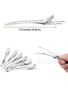 24 Clips de Cabello Punta de Pato MtnLaur Metal Plata 9 cm 2