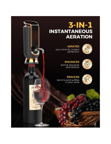 Aerador de Vino Eléctrico Newise WA01 - 3 en 1 con Pantalla LED