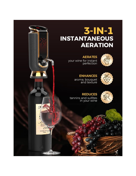 Aerador de Vino Eléctrico Newise WA01 - 3 en 1 con Pantalla LED