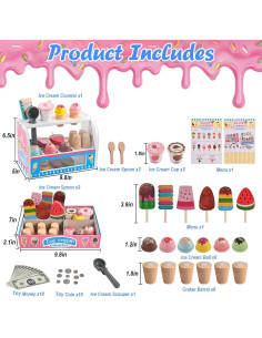 Set de Juego de Helado de Madera Wooderma para Niños 2