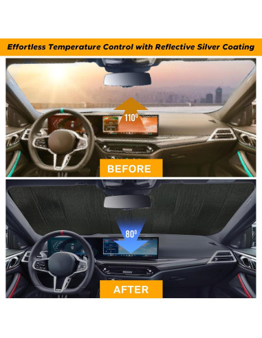 Sombra de Parabrisas Plegable EcoNour Grande Plata UV 98%