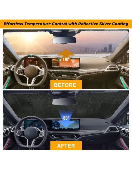 Sombra de Parabrisas Plegable EcoNour Grande Plata UV 98%